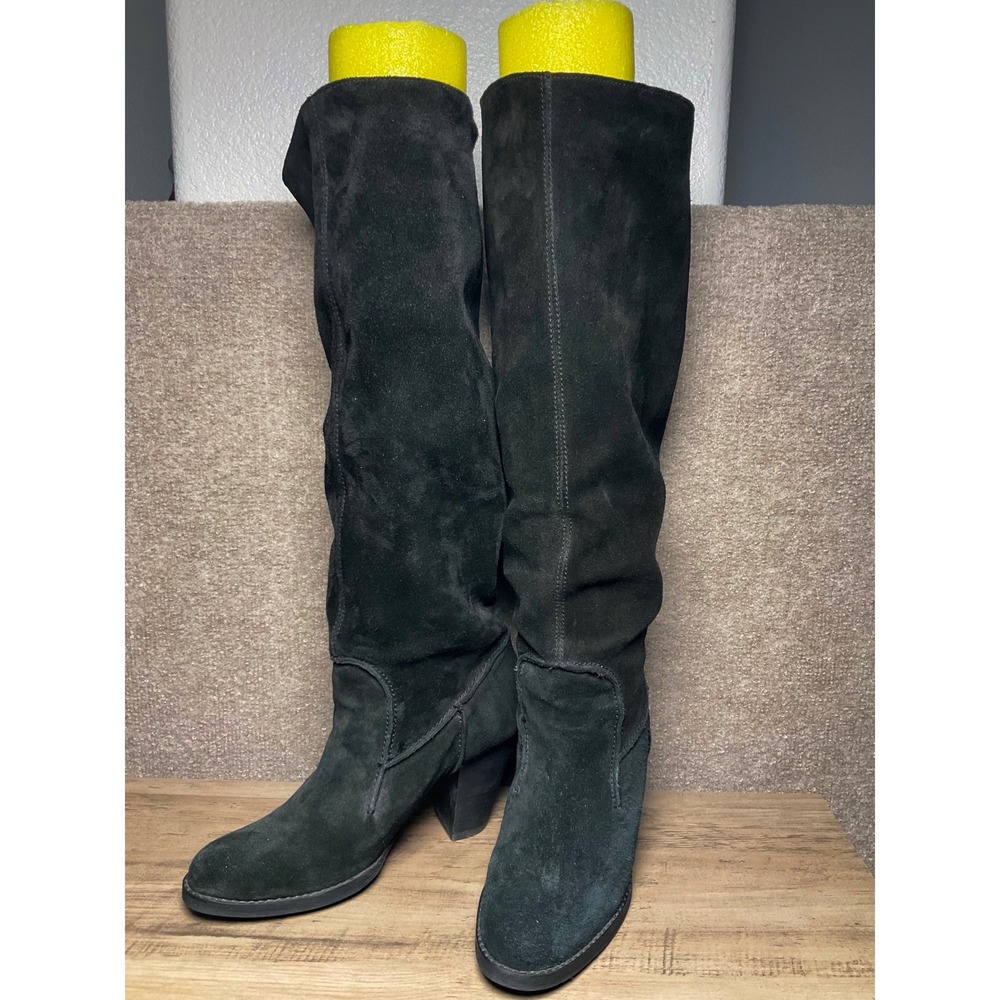 Bronx So Today Black Suede Tall Slouchy Block Heel Boots 13295-A1 39 Women 8.5